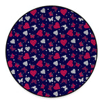 Girly Heart And Butterfly Pattern Print Round Floor Mat