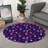 Girly Heart And Butterfly Pattern Print Round Rug