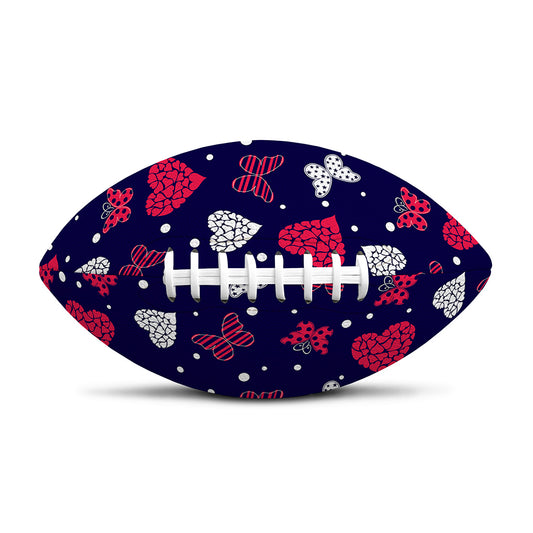 Girly Heart And Butterfly Pattern Print Rugby Ball