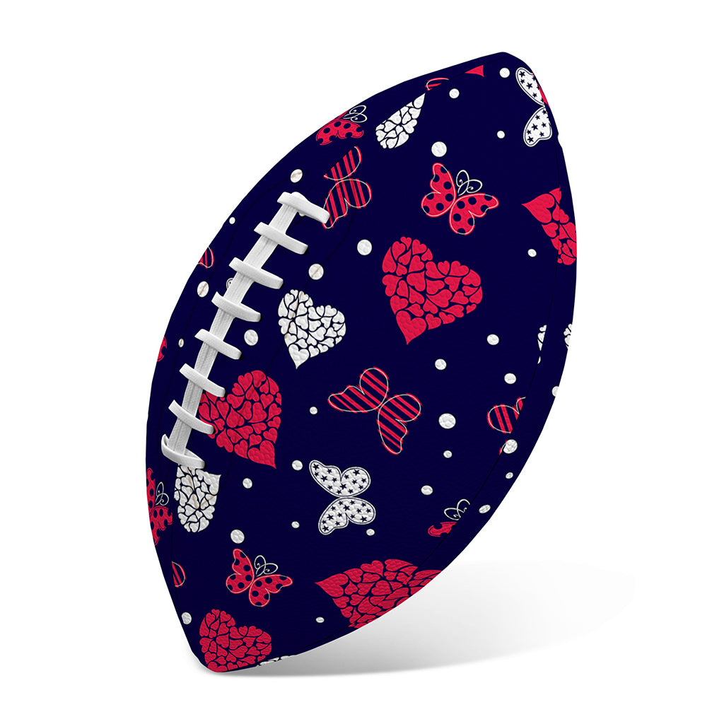Girly Heart And Butterfly Pattern Print Rugby Ball