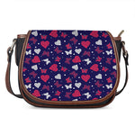 Girly Heart And Butterfly Pattern Print Saddle Bag