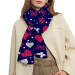 Girly Heart And Butterfly Pattern Print Scarf