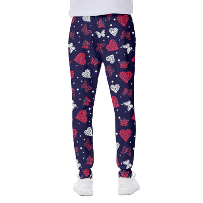 Girly Heart And Butterfly Pattern Print Scuba Joggers