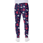 Girly Heart And Butterfly Pattern Print Scuba Joggers