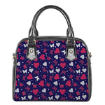 Girly Heart And Butterfly Pattern Print Shoulder Handbag