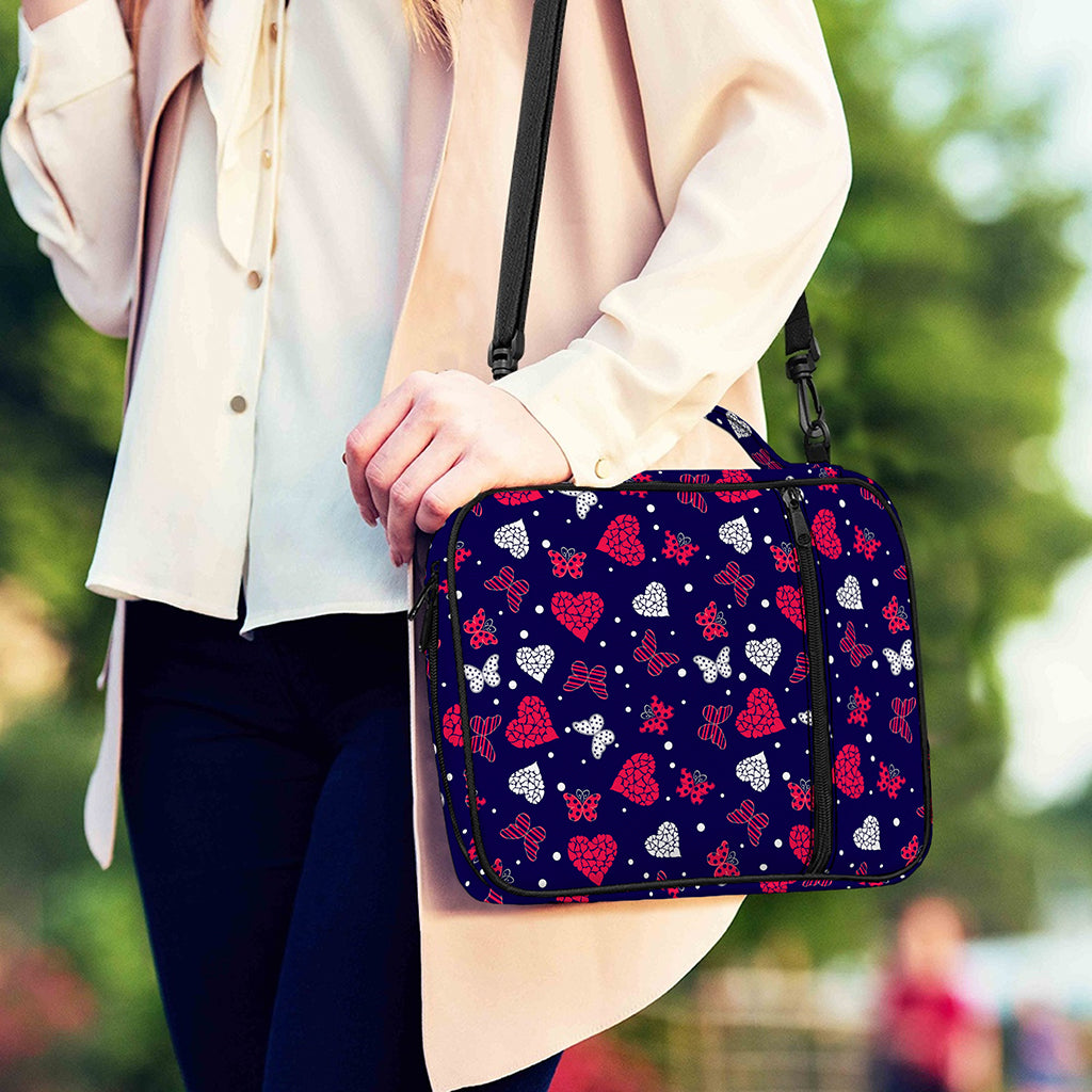 Girly Heart And Butterfly Pattern Print Shoulder Strap Bible Bag