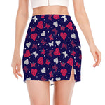 Girly Heart And Butterfly Pattern Print Side Slit Mini Skirt