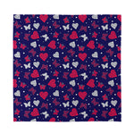 Girly Heart And Butterfly Pattern Print Silk Bandana