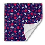 Girly Heart And Butterfly Pattern Print Silk Bandana