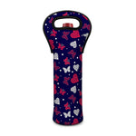 Girly Heart And Butterfly Pattern Print Single Neoprene Wine Tote