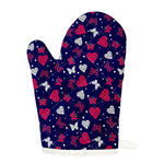 Girly Heart And Butterfly Pattern Print Single Oven Mitt