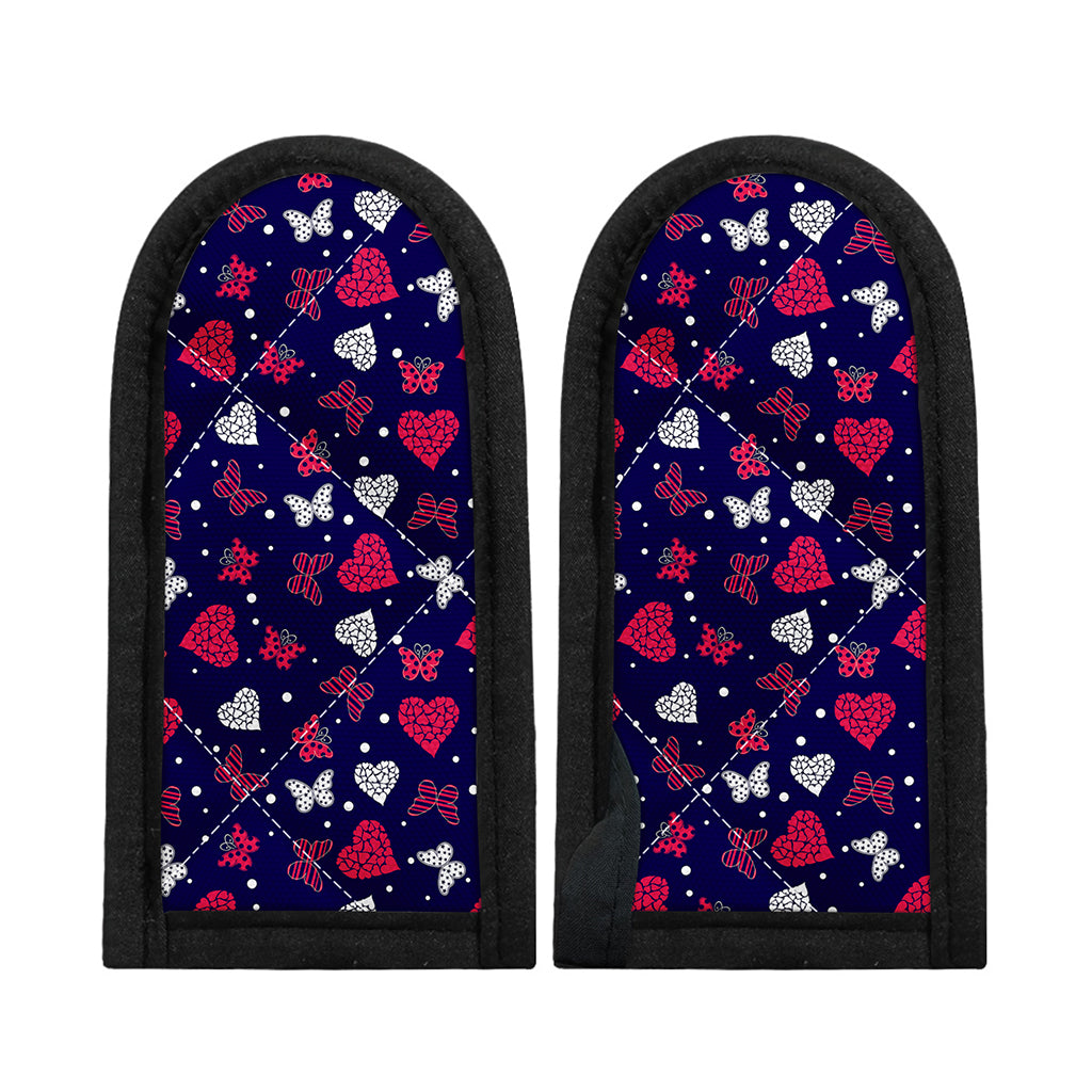 Girly Heart And Butterfly Pattern Print Skillet Handle Cover