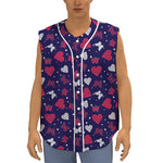 Girly Heart And Butterfly Pattern Print Sleeveless Baseball Jersey