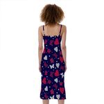 Girly Heart And Butterfly Pattern Print Slim Fit Midi Cami Dress