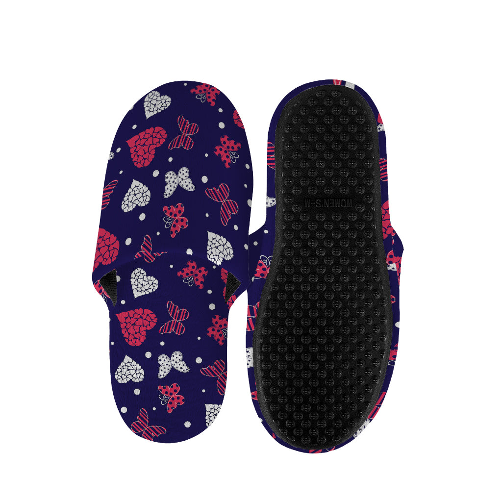 Girly Heart And Butterfly Pattern Print Slippers