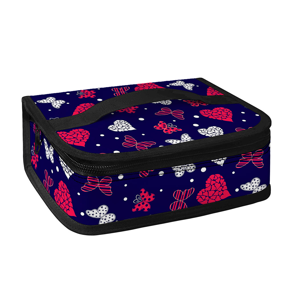 Girly Heart And Butterfly Pattern Print Small Lunch Bag