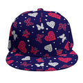 Girly Heart And Butterfly Pattern Print Snapback Cap