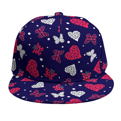 Girly Heart And Butterfly Pattern Print Snapback Cap