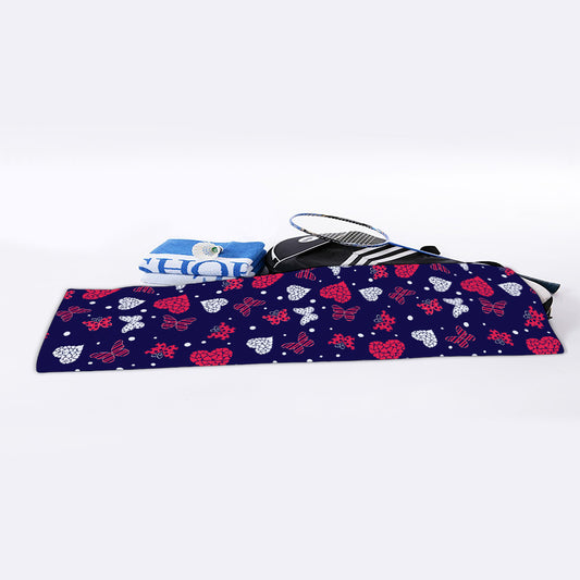 Girly Heart And Butterfly Pattern Print Sports Towel