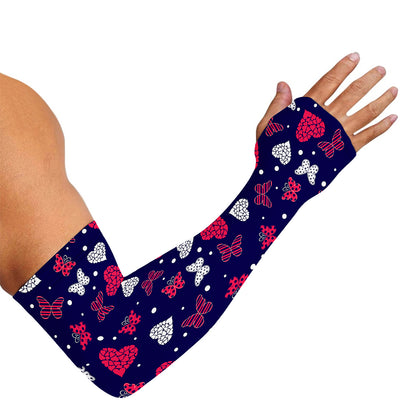 Girly Heart And Butterfly Pattern Print Sun Protection Arm Sleeves