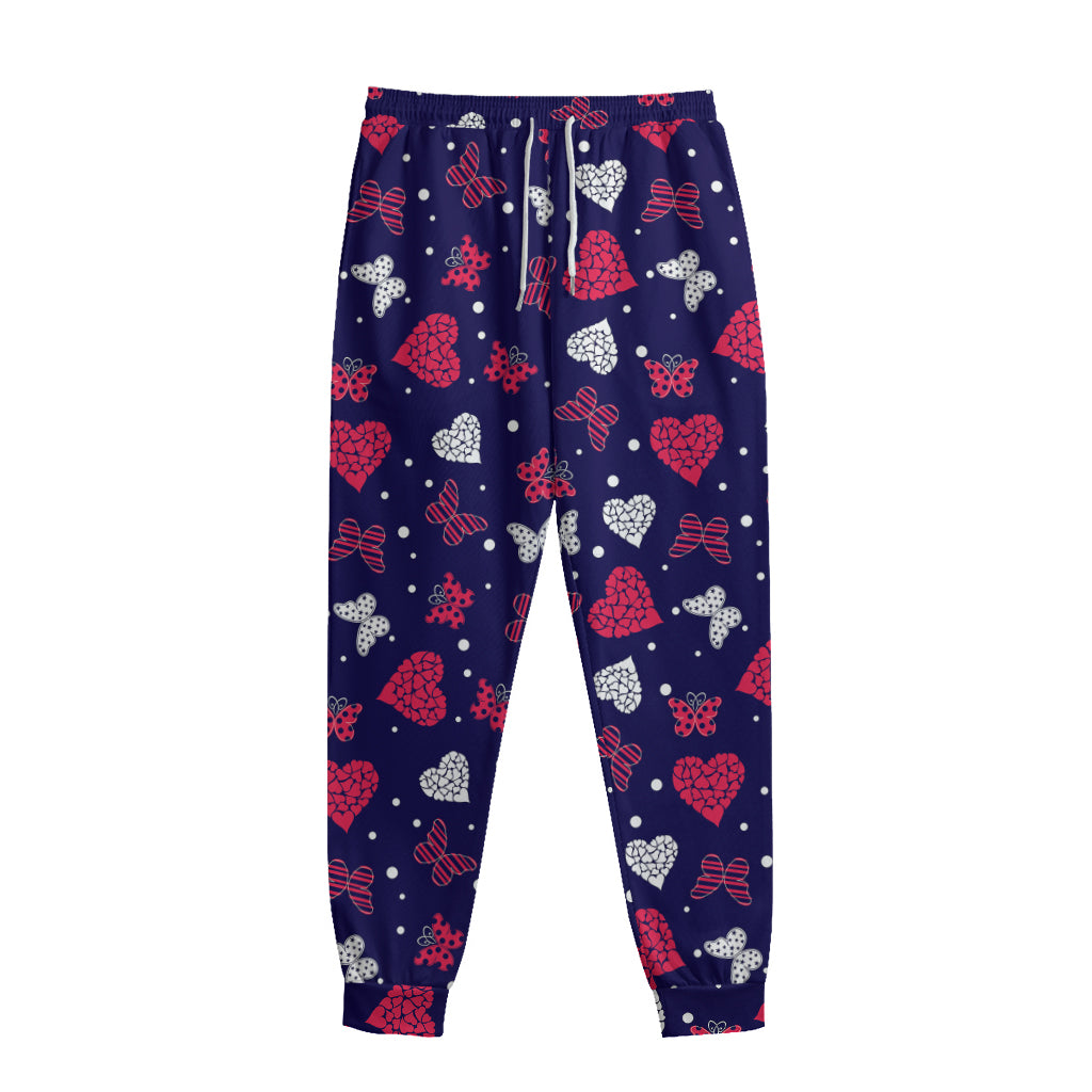 Girly Heart And Butterfly Pattern Print Sweatpants