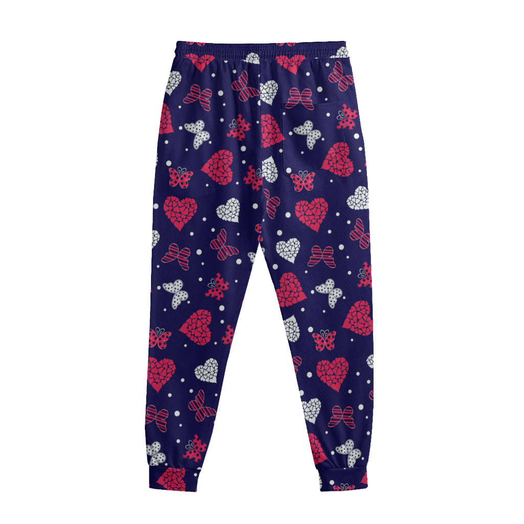 Girly Heart And Butterfly Pattern Print Sweatpants