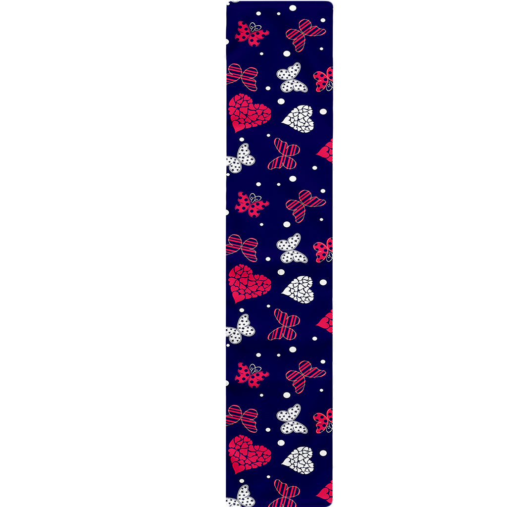 Girly Heart And Butterfly Pattern Print Table Runner