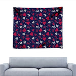 Girly Heart And Butterfly Pattern Print Tapestry