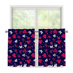 Girly Heart And Butterfly Pattern Print Tier Curtains
