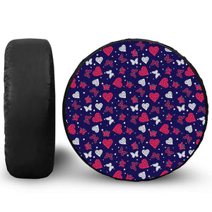 Girly Heart And Butterfly Pattern Print Tire Cover