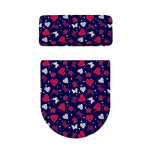 Girly Heart And Butterfly Pattern Print Toilet Lid And Tank Cover Set