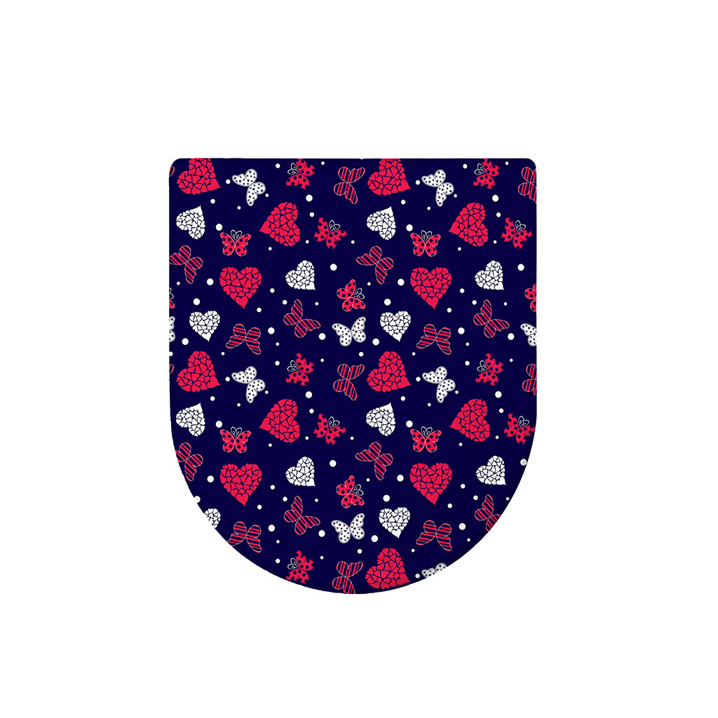 Girly Heart And Butterfly Pattern Print Toilet Lid Cover