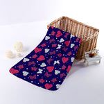 Girly Heart And Butterfly Pattern Print Towel