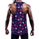 Girly Heart And Butterfly Pattern Print Training Tank Top