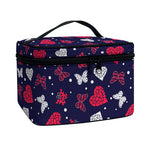 Girly Heart And Butterfly Pattern Print Travel Makeup Bag