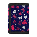 Girly Heart And Butterfly Pattern Print Trifold Wallet