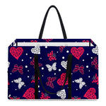 Girly Heart And Butterfly Pattern Print Utility Tote Bag