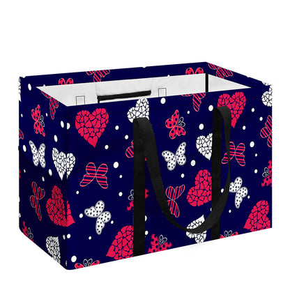 Girly Heart And Butterfly Pattern Print Utility Tote Bag