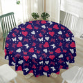 Girly Heart And Butterfly Pattern Print Waterproof Round Tablecloth