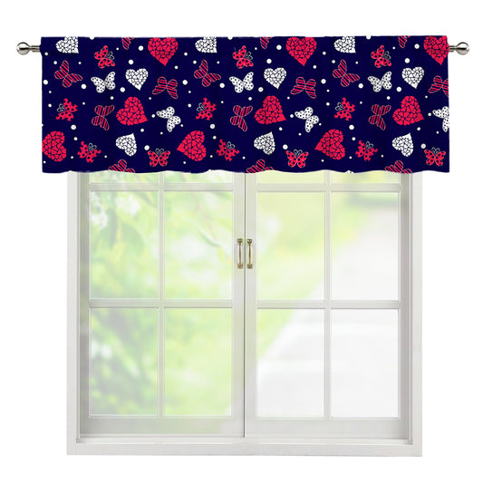 Girly Heart And Butterfly Pattern Print Window Valance