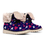 Girly Heart And Butterfly Pattern Print Winter Boots