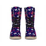 Girly Heart And Butterfly Pattern Print Winter Boots