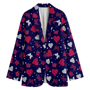 Girly Heart And Butterfly Pattern Print Women's Blazer