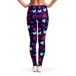 Girly Heart And Butterfly Pattern Print Women's Leggings