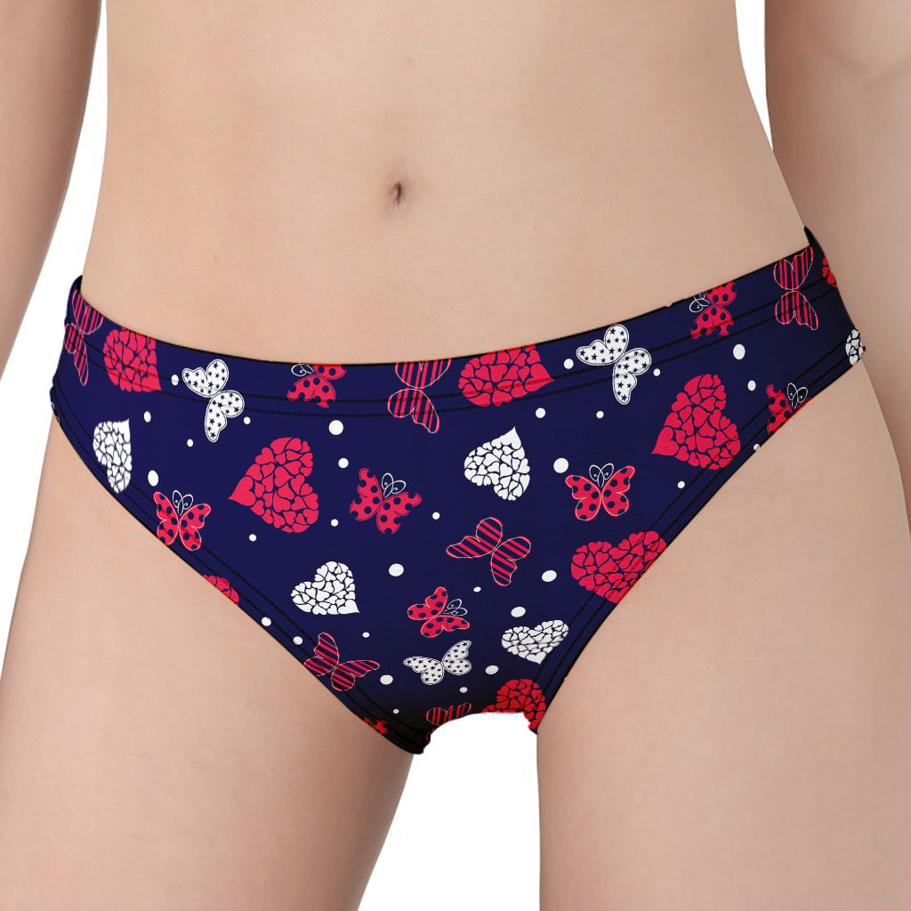 Girly Heart And Butterfly Pattern Print Women's Panties