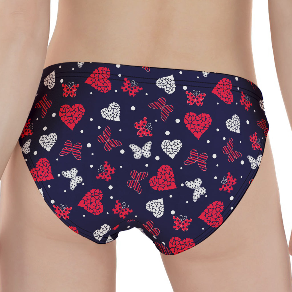 Girly Heart And Butterfly Pattern Print Women's Panties