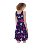 Girly Heart And Butterfly Pattern Print Women's Sleeveless Dress