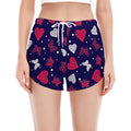 Girly Heart And Butterfly Pattern Print Women's Split Running Shorts
