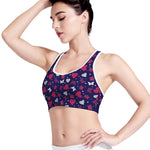 Girly Heart And Butterfly Pattern Print Women's Sports Bra