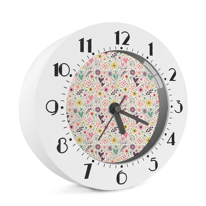 Girly Heart And Flower Pattern Print Alarm Clock